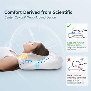 Oreiller cervical ergonomique Rina Premium Butterfly en mousse à mémoire de forme orthopédique avec tissu rafraîchissant en fibre de bambou solide pour un sommeil profond - Product Image 3