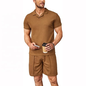 Tuta da ginnastica Casual Casual Casual da uomo a manica corta in cotone pesante semplice elasticizzato - Product Image 3