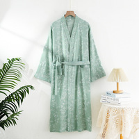 Personnaliser Pyjama Bambou Main Bloc Imprimer Femmes Peignoirs Léger Peignoirs Femmes Vêtements De Nuit Robes | Kimono Robe Robe De Chambre