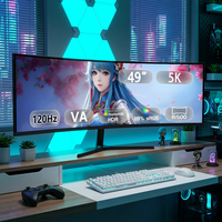 Moniteur incurvé ultra-large 49 pouces 5K 32:9 haute performance 120Hz 1ms pour jeux, écran LCD