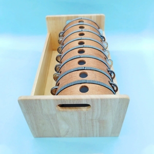 Wholesale Wooden Frame Tambourine with Metal Jingle Bells, 8 Pieces With Wooden Storage Case <b>For</b> Preschool Music Teaching Aids - Product Image 4
