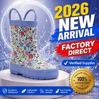 Bottes de pluie en caoutchouc naturel pour bébés filles, imprimé floral, imperméables, antidérapantes, faciles à enfiler, OEM