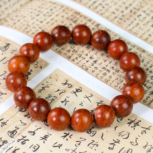 <b>Red</b> Sandalwood Prayer Beads 12mm 17 Beads Single Strand <b>Bracelet</b> Religious Ceremony Unisex Jewelry - Product Image 4