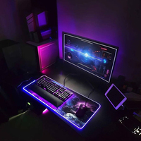 Tapis de souris gaming RGB LED grand format en caoutchouc naturel personnalisable 15W, résolution multicolore, pour usage bureautique, vente en gros