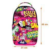 Sac à dos imprimé graffiti lettres colorées rose fluo pour filles adolescentes, idéal pour l'école, les voyages, le sport et comme sac de cours