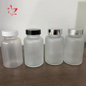 도매 100ml 150ml 투명 젖빛 제약 유리 약 알약 보충 캡슐 병 알루미늄 씰 뚜껑