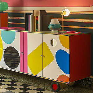 Credenza Decorativa di Lusso in Legno Massello Estensibile, Dipinta <span class=keywords><strong>a</strong></span> <span class=keywords><strong>Mano</strong></span>, per Soggiorno Moderno, Hotel e Ingresso - Product Image 3