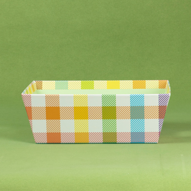 Macaron colorful check trapezoidal box