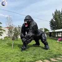 Escultura de gorila de resina de fibra de vidrio para exteriores de Venta caliente para Parque de césped al aire libre adornos de animales grandes