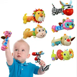 glocken baby Suppliers-Weiche Baby Hand Bett Glocken Rassel Tier Hängen Spielzeug Für Neugeborene Mit Spiegel baby spielzeug 0-12 monate Eule/elefanten/Hund/Zebra/Affe