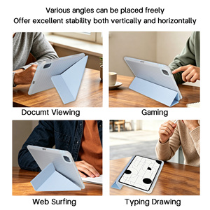 Étui pour <span class=keywords><strong>iPad</strong></span> à texture ondulée Origami pour Air 6 M2 Pro 13 M4, coussin d'air antidérapant, support portrait, étui pour tablette - Product Image 4