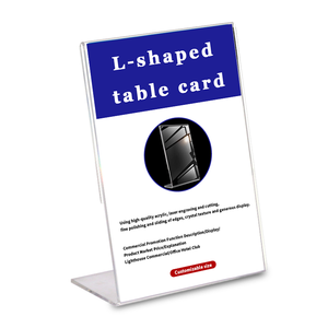 Tùy chỉnh hình chữ L bóng bề mặt trong suốt Acrylic Bảng thẻ cắt cho Menu hiển thị cho trung tâm nhà hàng phía trước bàn - Product Image 1