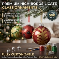 Boule de Noël en verre à motifs léopard et paillettes rouges, fournisseur de marque privée ODM, feuille d'or, écailles festonnées, borosilicate, vente en gros