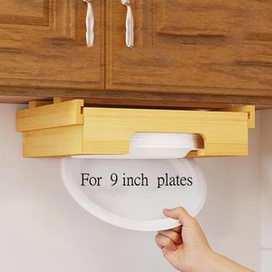 Organizador de Platos de Papel de Bambú para Debajo del Gabinete, Dispensador de Platos de Papel, Estante para Cajones, Organizador de Cajones para la <span class=keywords><strong>Cocina</strong></span> - Product Image 3