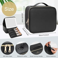 Sac de maquillage de voyage en PU avec fermeture éclair, miroir LED intégré, durable, pour les maquilleurs professionnels, directement de l'usine
