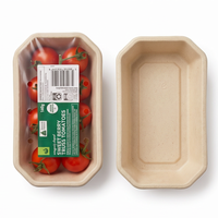 PFAS-vrije, biologisch afbreekbare, composteerbare verpakking van suikerrietpulp voor voedsel en fruit, geschikt voor supermarkten