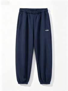Pantalon de survêtement en coton pour homme, taille élastique, coupe décontractée, poids moyen, pour l'automne, avec logo sur la jambe droite - Product Image 2