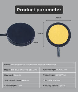 FTS-06A-3Pin สีดำสมาร์ท DC12V/24V สวิตซ์ LED หรี่แสงได้5A ควบคุมจากส่วนกลางบอร์ดไม้สวิตช์กวาดมือสำหรับแถบไฟ LED - Product Image 2