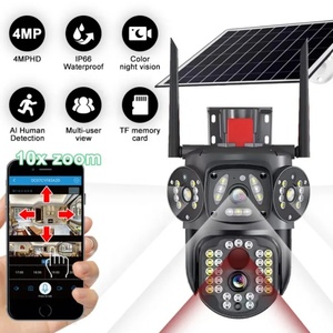 V380 năng lượng mặt trời 4G máy ảnh nhà điện thoại từ xa ống kính kép ngoài trời đầy đủ màu sắc ba màn hình giám sát năng lượng thấp - Product Image 1