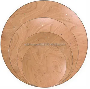 72 in. round Natural Wood Tabletop Metal Frame Folding Table plywood folding table seats up to 10 people factory wholesale