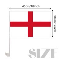 Drapeau de fenêtre de voiture promotionnel personnalisé en polyester, taille sur mesure, Angleterre 12 x 18, avec tige en plastique
