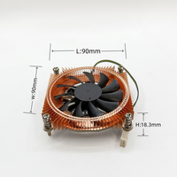 Dissipateur thermique ITX à profil bas 75W, tube de chaleur en cuivre unique, base entièrement en cuivre, ailettes en cuivre 90x90x18.3mm, radiateur de refroidissement pour mini-châssis