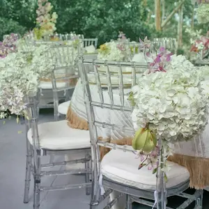 Vente en gros de chaises de mariage tiffany chiavari en résine acrylique en cristal transparent chaises chavari chivari de fête empilables phoenix