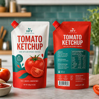 Voedselveilige, op maat bedrukte staande spuitzak voor tomatenketchup, saus, jam, mayonaise en voedselverpakkingen