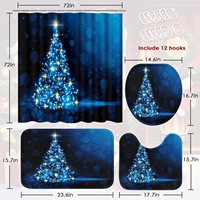 Rideau de Douche en Polyester Motif Sapin de Noël Brillant, Rideau de Salle de Bain Imperméable, Anti-Moisissure, Séchage Rapide pour Douche à Domicile, Personnalisable