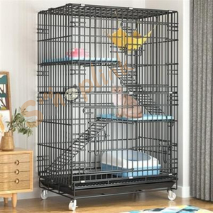 Không Gian Lớn Ba Lớp Có Thể Gập Lại Thoáng Khí Dây Sắt Mèo Lồng Với Rắn Thiết Kế Đơn Giản Khay Nhựa & Hộp Bao Bì - Product Image 4