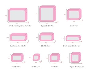 Bolsa de cosméticos rosa de PVC y PU sin olor, bolsas de maquillaje personalizadas con letras cuadradas, juegos de bolsas combinadas de 3 piezas, neceser de viaje - Product Image 5