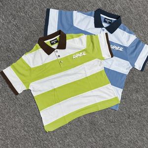 Heavyweight Embroidered Custom Oversized 100% Cotton Blank Plain Boxy <b>Polo</b> <b>Cropped</b> Tshirts Drop Shoulder Stripe t <b>Shirt</b> - Product Image 1