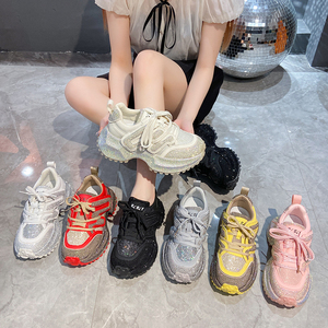 Factory Wholesale Full Rhinestone Platform Sneakers <strong>Women</strong> Sparkly Crystal <strong>Velcro</strong> Chunky Height Increasing Casual Sports <strong>Trainers</strong> - Product Image 3