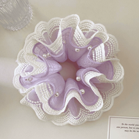 Élastique à cheveux double couche en dentelle et perles, accessoire de luxe pour chignon et queue de cheval basse, vente en gros d'accessoires de mode pour femmes