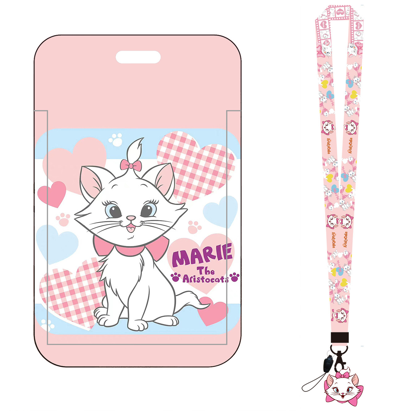 ID Credit Lovely Cartoon Marie Cat Card Holder Cute the AristoCats Lanyards with Pendant Campus Hanging Neck Plastic Card Case Image 4