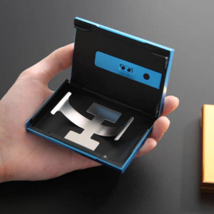 Boîte de cartes de visite en aluminium, boîtier de <span class=keywords><strong>luxe</strong></span> pop-up pour hommes, logo personnalisé, bouton poussoir, <span class=keywords><strong>porte</strong></span>-cartes de visite, 1 pièce - Product Image 4