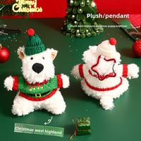 Porte-clés en peluche chien de Noël, pendentif mignon chiot, jouet en peluche doux pour couple, ornement de sac à dos, cadeau en gros