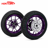 Ensemble de roues MAG CNC de 14 pouces noir et violet pour vélo électrique Tuttio EM5 RTR Yozma Razor Valtinsu In10 Pro X1 SparkM L avec pneus CST