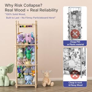 Organizzatore per Giocattoli Zoo 3D Personalizzato, Gabbia per Peluche Extra Large, Supporto in Legno per Animali di Peluche - Product Image 4