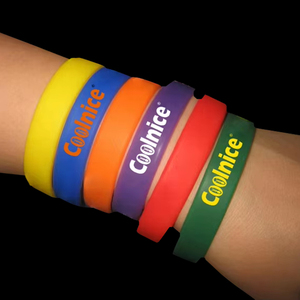 Home Debossed Silicone Printed CMYK logo for Party Wristband Rubber Sport Wrist Band Bracelets - Product Image 1