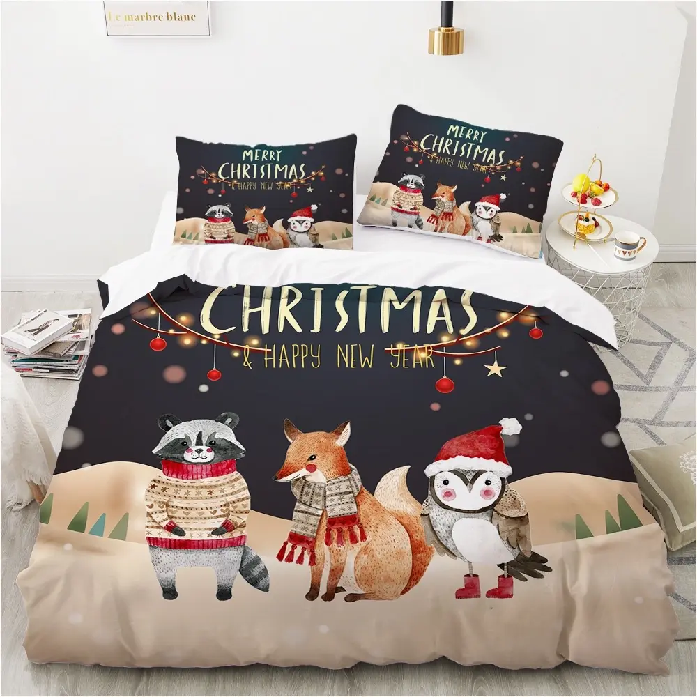 Christmas Luxury Bed 3d Bedding Set Duvet Covers Polyester Queen Size Duvet Cover
