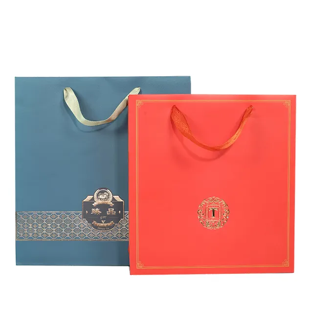 Factory Sale Various Logo Package Red Gift Custom Paper Shopping Bags