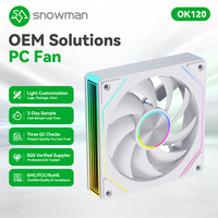 Ventilador para PC SNOWMAN OK120-ARGB-WH de 120 mm, Blanco, ARGB, 15-20dBA, Silencioso, PWM, Espejo Infinito, 5V, 3 Pines, Sincronización, Venta al Por Mayor