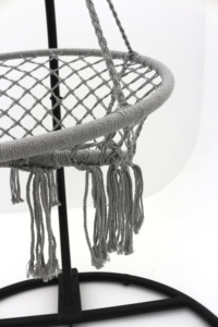 Kursi ayunan gantung Macrame abu-abu Modern, tali katun anyaman ruang tamu dalam dan luar ruangan untuk kamar tidur dan taman, penggunaan teras - Product Image 2