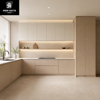 Ensembles d'armoires de cuisine modernes et élégants, design modulaire en verre acrylique, construction en MDF écologique, plan de travail en marbre, garantie 5 ans