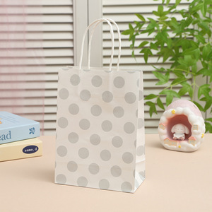 Thời trang đơn giản màu nâu túi giấy in gió Polka Dot Tote Túi công suất lớn Túi Quà Tặng có tay cầm xách tay - Product Image 4