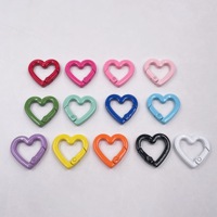 Mousqueton en alliage en forme de cœur peint coloré, fermoir à ressort multicolore pour porte-clés, breloque de sac, fabrication de bijoux DIY