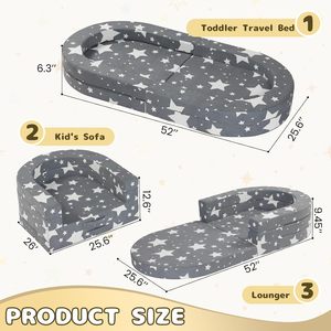 OEM Travel Toddler <b>Bed</b> 3 in 1 <b>Portable</b> Foldable Chair Soft Foam Floor Lounger with Washable Cover Modern Travel Kids Travel <b>Bed</b> - Product Image 5