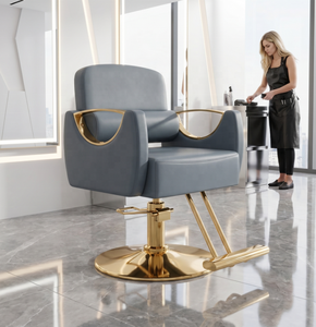 Luxury Gold Hydraulic Styling Chair Heavy Duty 360 Swivel Hair Salon Chair Modern Leather Barber Chair for Beauty Styling - Product Image 2