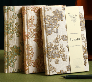 Vente en gros de cahiers A5 écologiques et élégants fil doré argenté brocart Lily Jacquard tissu de coton tissu de livre 100 feuilles de tissu dur - Product Image 6